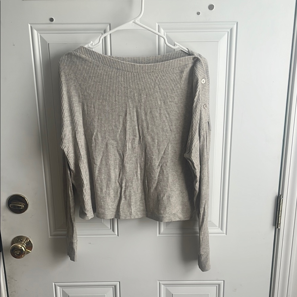Beyond Yoga Gray Ribbed Sweater